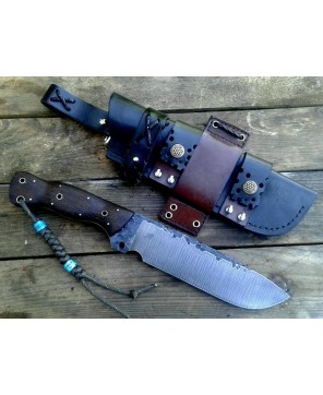 Tactical Bushcraft Knife with Multi-Functional Leather Sheath