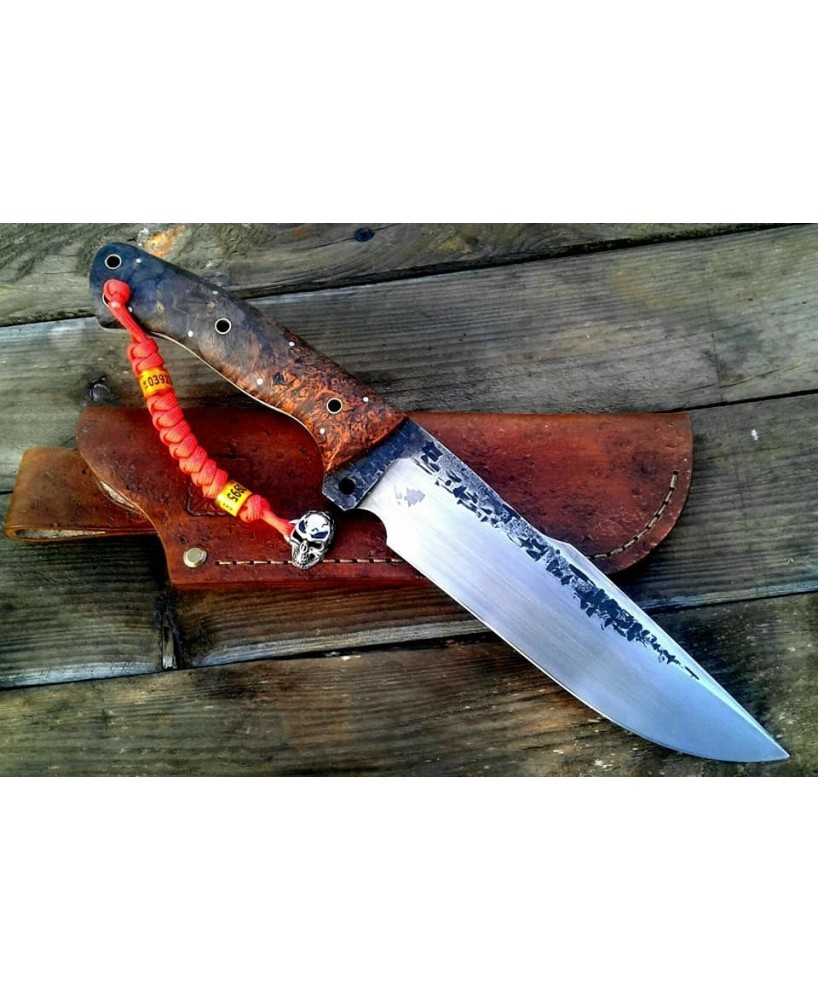 Handcrafted Full Tang Hunting Knife with Leather Sheath