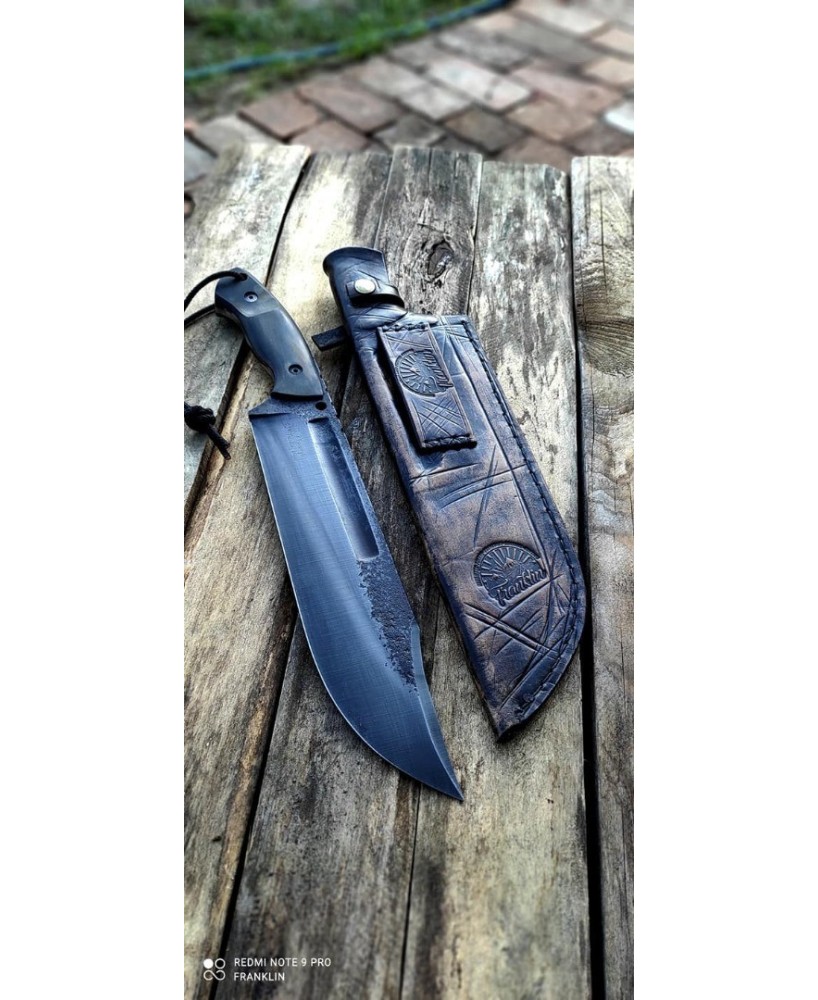 Tactical Hunting Knife with Leather Sheath