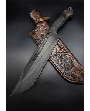 Handcrafted Tactical Bowie Knife with Leather Sheath