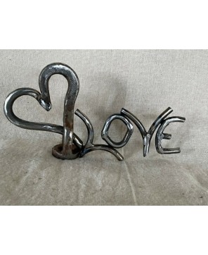 Handmade Metal LOVE Sculpture – Rustic Welded Art Décor