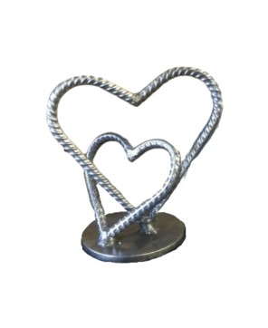 Handcrafted Double Heart Stand – Rustic Industrial Décor