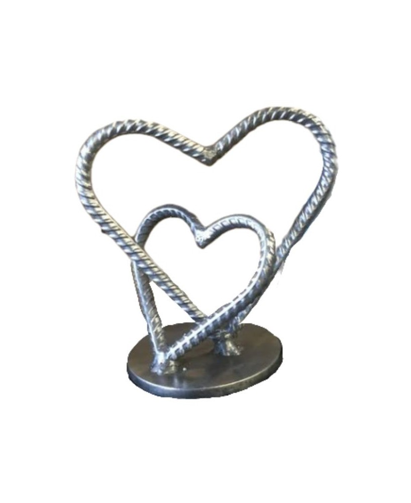 Handcrafted Double Heart Stand – Rustic Industrial Décor