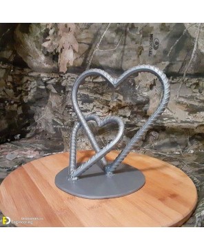 Handcrafted Double Heart Stand – Rustic Industrial Décor