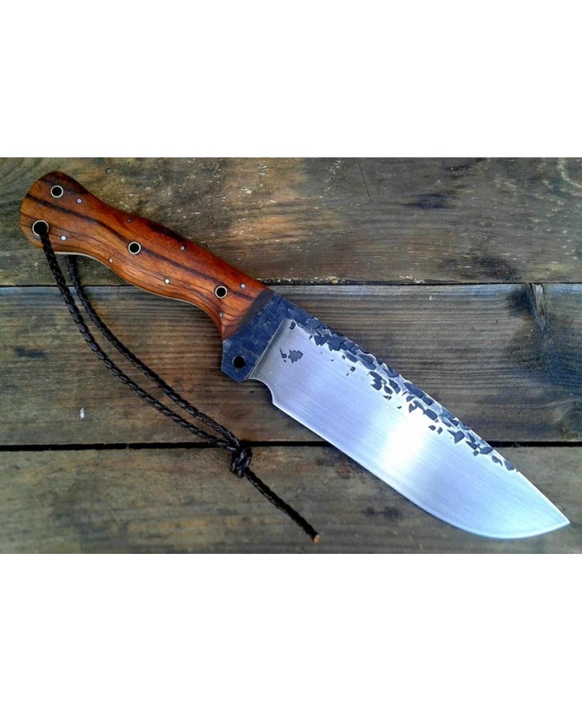 Hand-Forged Full Tang Hunting Knife with Wooden Handle