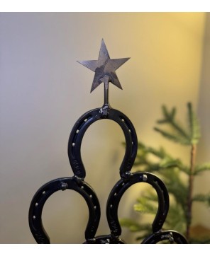 Hand-Forged Steel Horseshoe Christmas Tree – Rustic Holiday Decor