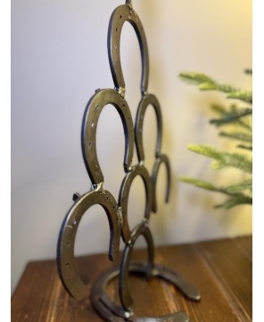 Hand-Forged Steel Horseshoe Christmas Tree – Rustic Holiday Decor