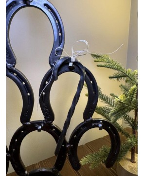 Hand-Forged Steel Horseshoe Christmas Tree – Rustic Holiday Decor