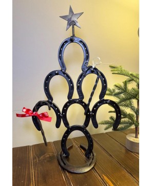 Hand-Forged Steel Horseshoe Christmas Tree – Rustic Holiday Decor