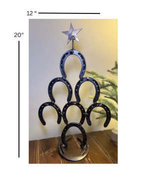 Hand-Forged Steel Horseshoe Christmas Tree – Rustic Holiday Decor