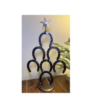 Hand-Forged Steel Horseshoe Christmas Tree – Rustic Holiday Decor