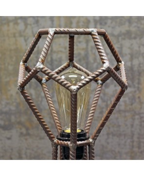 Industrial Geometric Rebar Table Lamp – Vintage Edison Bulb Design