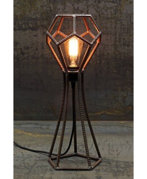 Industrial Geometric Rebar Table Lamp – Vintage Edison Bulb Design