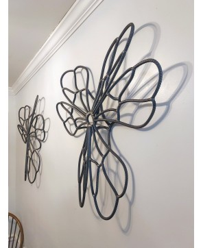 Handmade Rebar Wall Sculpture – Flower/Mandala Design