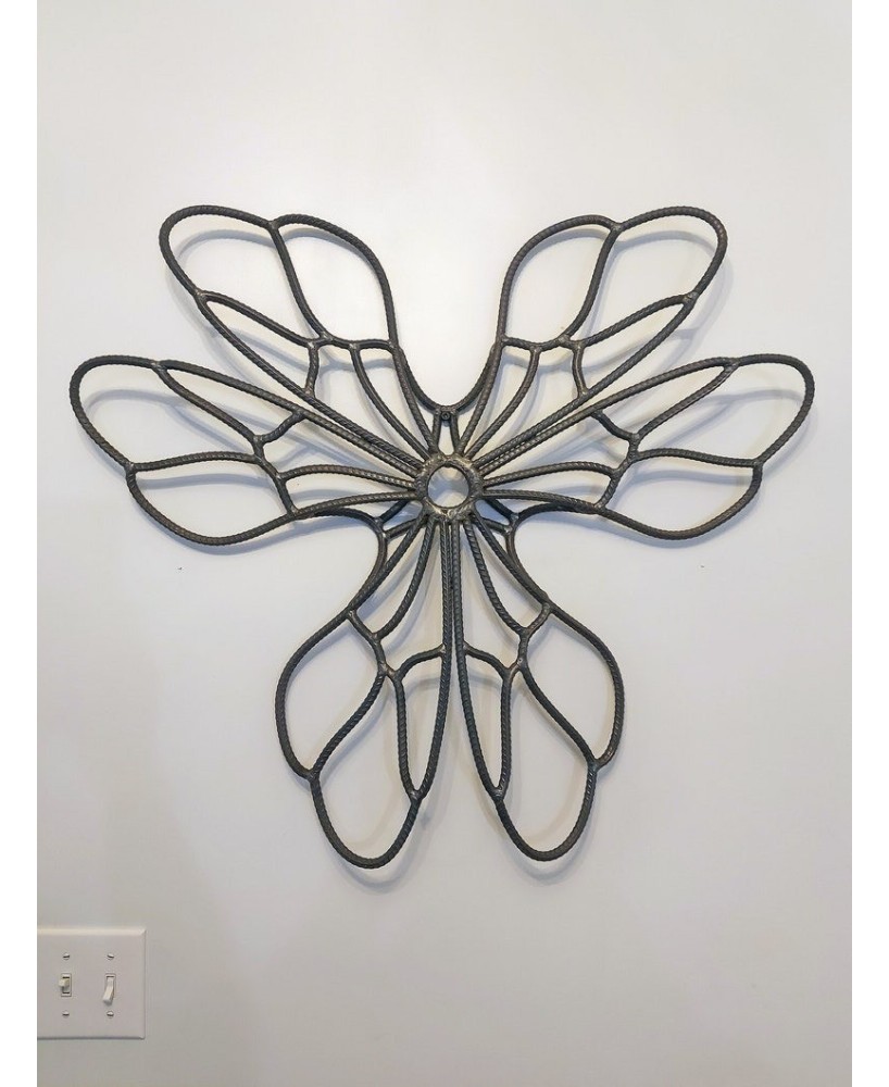 Handmade Rebar Wall Sculpture – Flower/Mandala Design