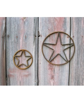 Metal Star Circle Decoration - Handmade Rebar Texas Star Art