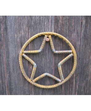 Metal Star Circle Decoration - Handmade Rebar Texas Star Art