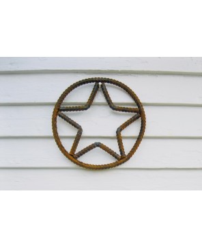 Metal Star Circle Decoration - Handmade Rebar Texas Star Art