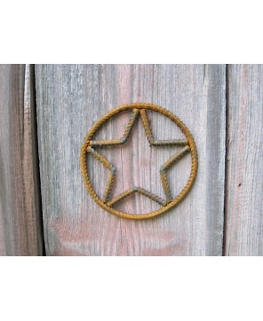 Metal Star Circle Decoration - Handmade Rebar Texas Star Art