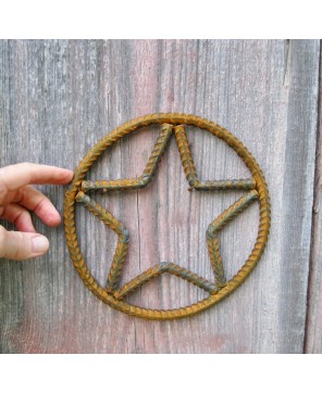 Metal Star Circle Decoration - Handmade Rebar Texas Star Art