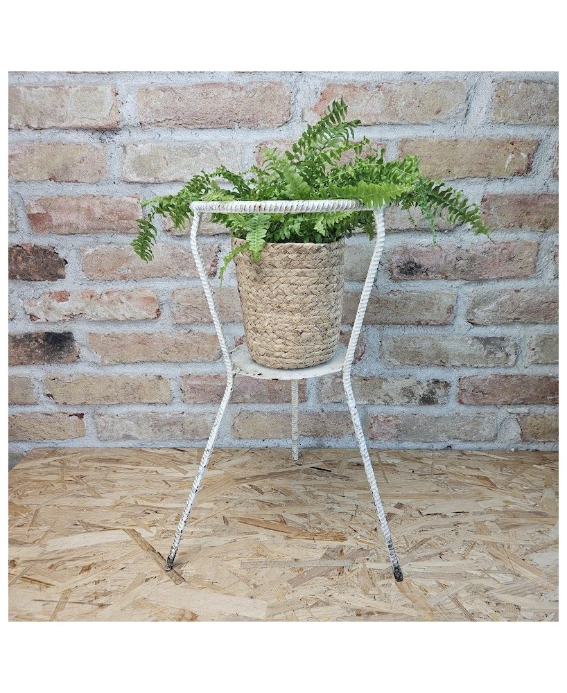 Vintage Wrought Iron Plant Stand - Hand Forged Rebar