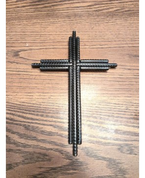 Rustic Handmade Rebar Cross - 12” Metal Accent for Home Decor