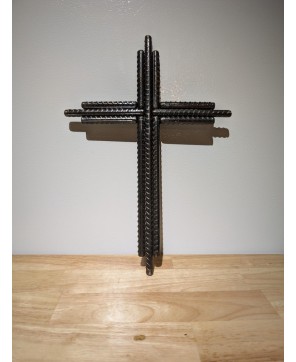 Rustic Handmade Rebar Cross - 12” Metal Accent for Home Decor