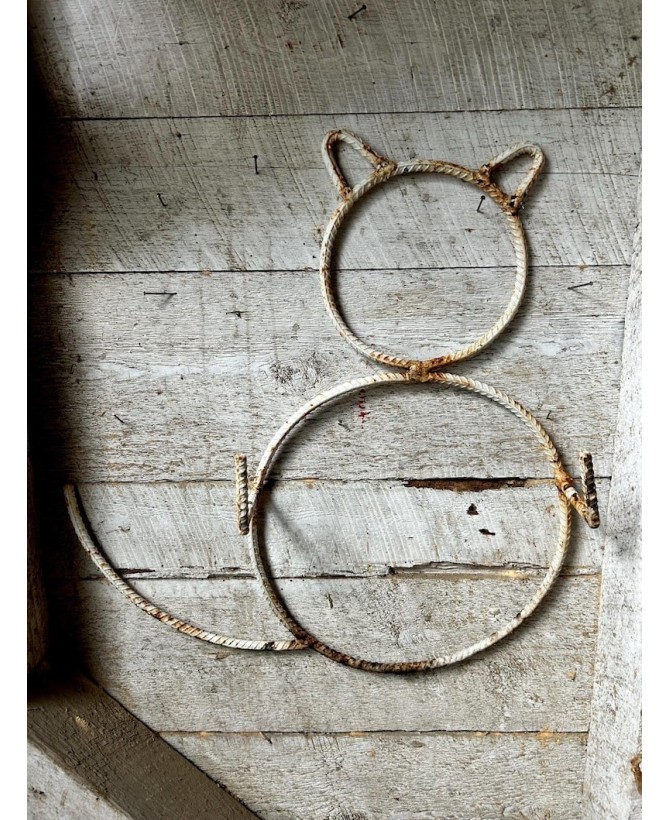 Handmade Rebar Cat Coat Rack | Rustic Folk Art Decor