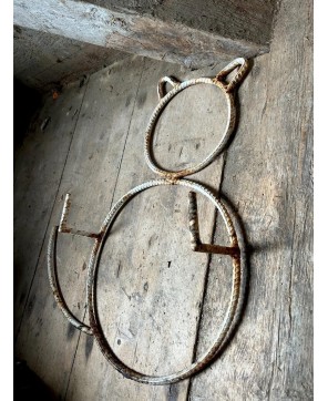 Handmade Rebar Cat Coat Rack | Rustic Folk Art Decor