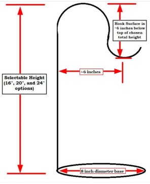 Heavy-Duty Rebar Shepherd’s Hook with Base | Wind Chime Stand