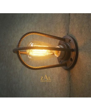 Industrial Steampunk Rebar Sconce Wall Light – E26/E27 Compatible