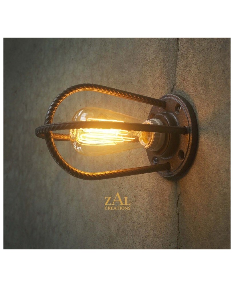 Industrial Steampunk Rebar Sconce Wall Light – E26/E27 Compatible