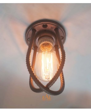 Industrial Steampunk Rebar Sconce Wall Light – E26/E27 Compatible