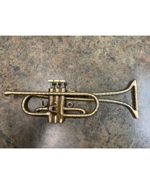 Handmade Welded Rebar Trumpet Wall Art – Gold Finish