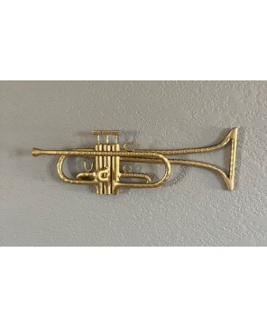 Handmade Welded Rebar Trumpet Wall Art – Gold Finish