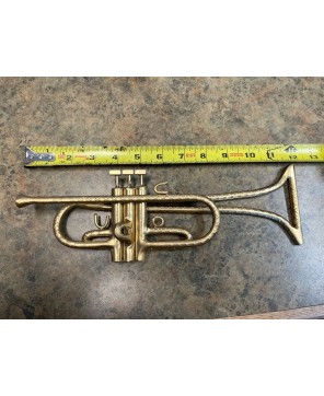 Handmade Welded Rebar Trumpet Wall Art – Gold Finish