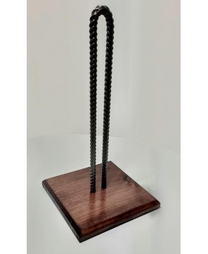 Handmade Rebar Paper Towel Holder – Polished Steel & Pine Base