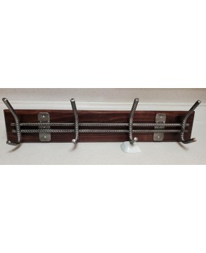 Industrial Style Rebar Coat Rack – 4 Hook with Pine Backboard