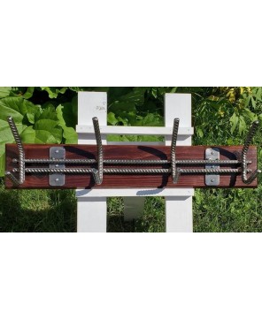 Industrial Style Rebar Coat Rack – 4 Hook with Pine Backboard