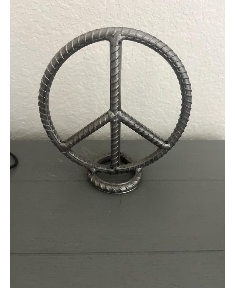 Metal Rebar Peace Symbol Sculpture – Compact and Durable Metal Rebar Peace Symbol Sculpture – Compact and Durable
