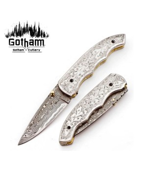 Premium Custom Handmade Folding Knife - Damascus Steel