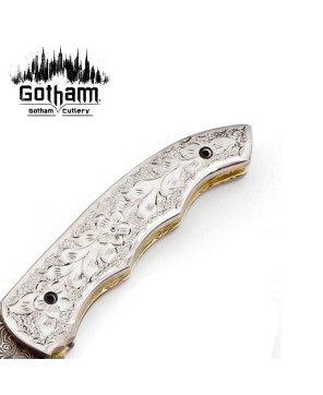 Premium Custom Handmade Folding Knife - Damascus Steel