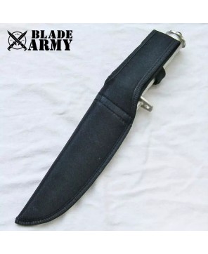 Silver Tactical Hunting Fixed Blade Knife with Nylon Sheath