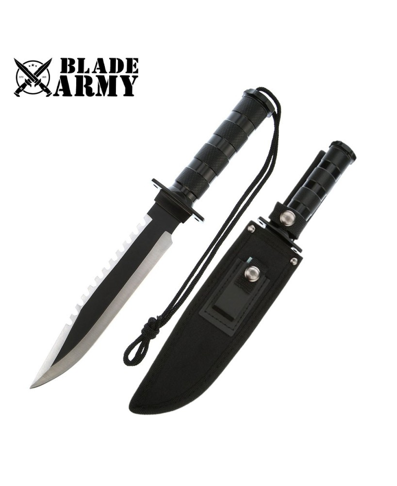 Military Stainless Steel Survival Bowie Knife with Nylon Sheath