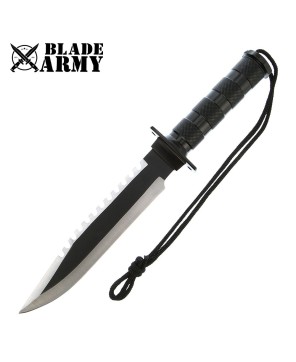 Military Stainless Steel Survival Bowie Knife with Nylon Sheath