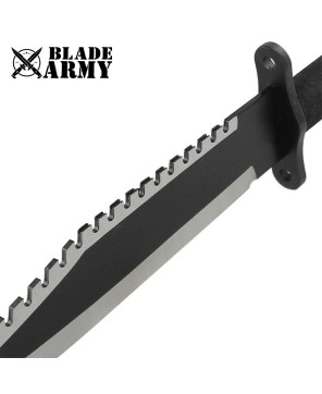 Black Rambo First Blood Survival Knife with Leather Sheath