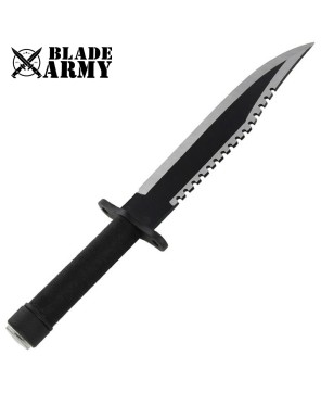 Black Rambo First Blood Survival Knife with Leather Sheath