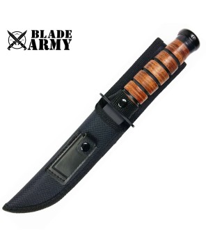 Marines Tactical Steel Survival Knife Riveted Nylon Sheath