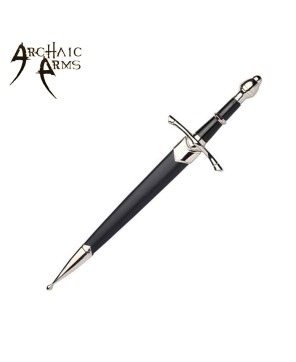 Sleek Medieval Dagger with Stainless Steel Blade & Black Scabbard