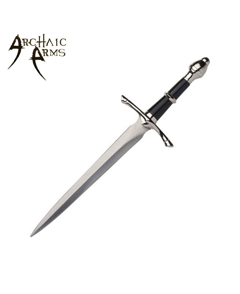 Sleek Medieval Dagger with Stainless Steel Blade & Black Scabbard